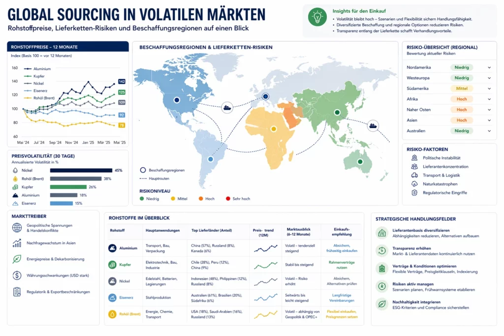 Grafik zu Preisverhandlungen im Einkauf in volatilen Rohstoffmärkten und globalen Lieferketten