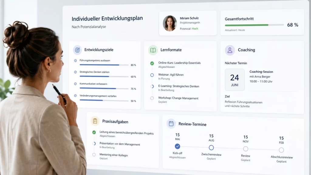  Visualisierung eines Entwicklungsplans nach einer Potenzialanalyse