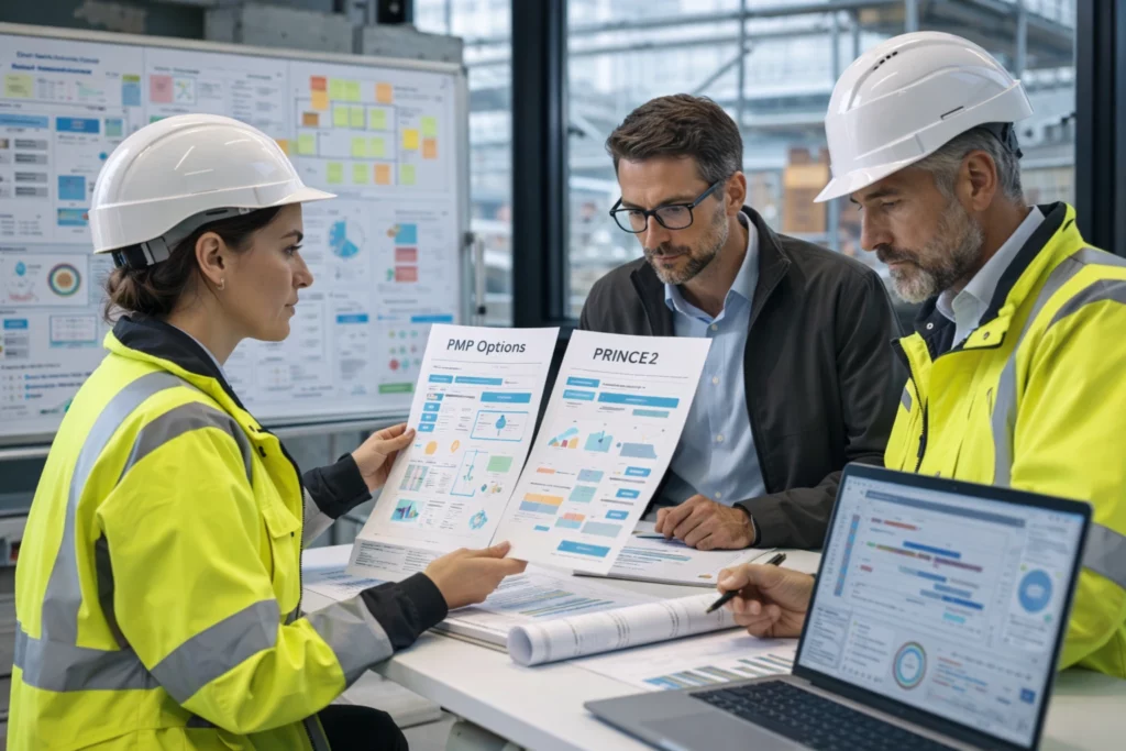 Projektleitende in Bauprojekten vergleichen PMP und PRINCE2 für die Projektsteuerung