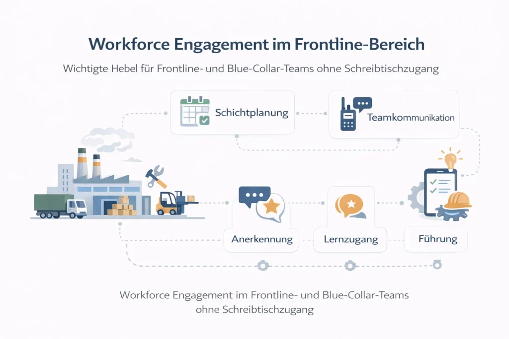 Diagramm zu Workforce Engagement bei Frontline- und Blue-Collar-Teams ohne Schreibtischzugang