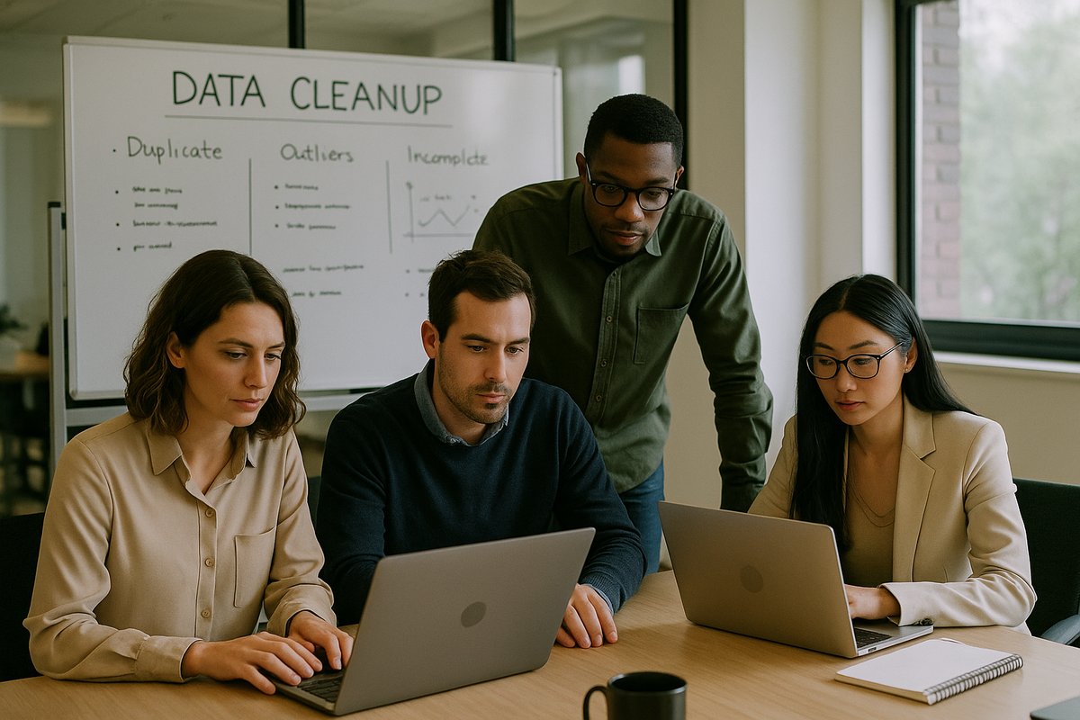 Fachleute arbeiten an der Datenminimierung in einem modernen B&uuml;ro.