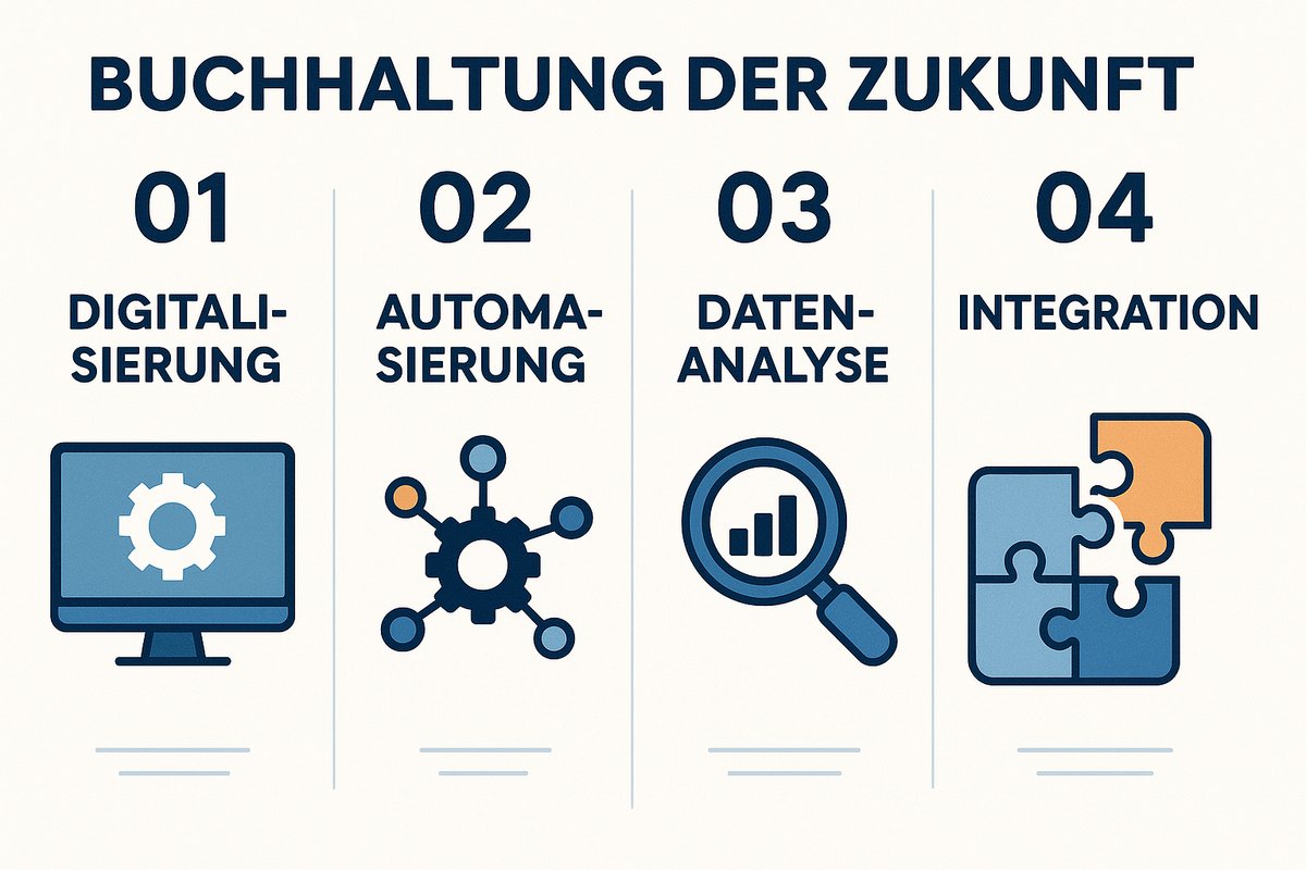 Illustration zum Thema Buchhaltung der Zukunft: Die digitale Transformation im Rechnungswesen