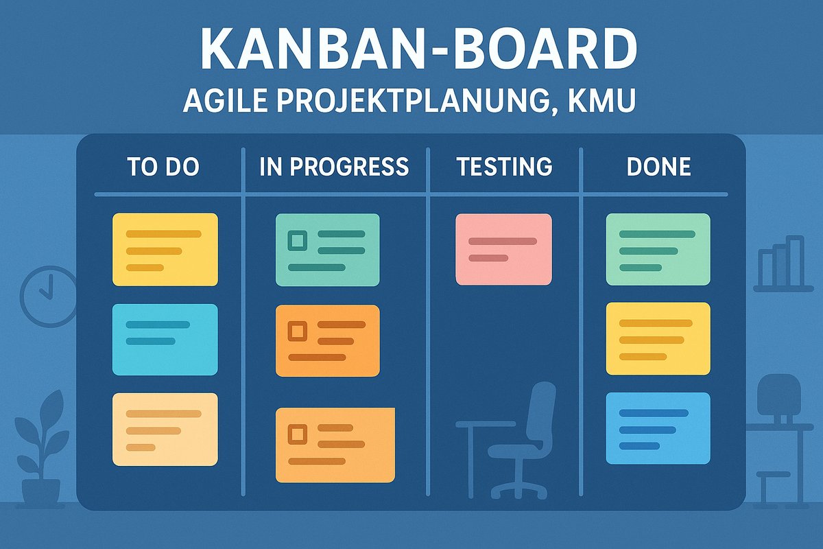 Kanban-Board zeigt agiles Projektmanagement in KMU