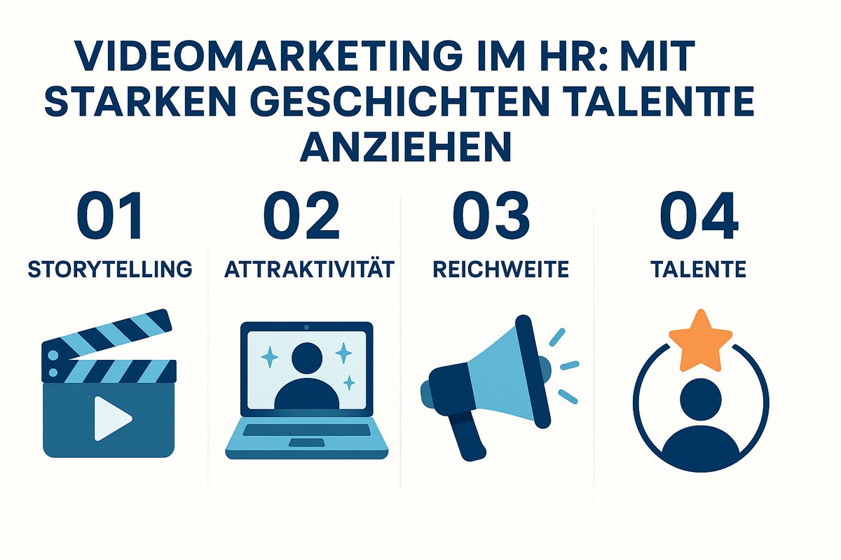 Illustration zum Thema Videomarketing im HR: Mit starken Geschichten Talente anziehen
