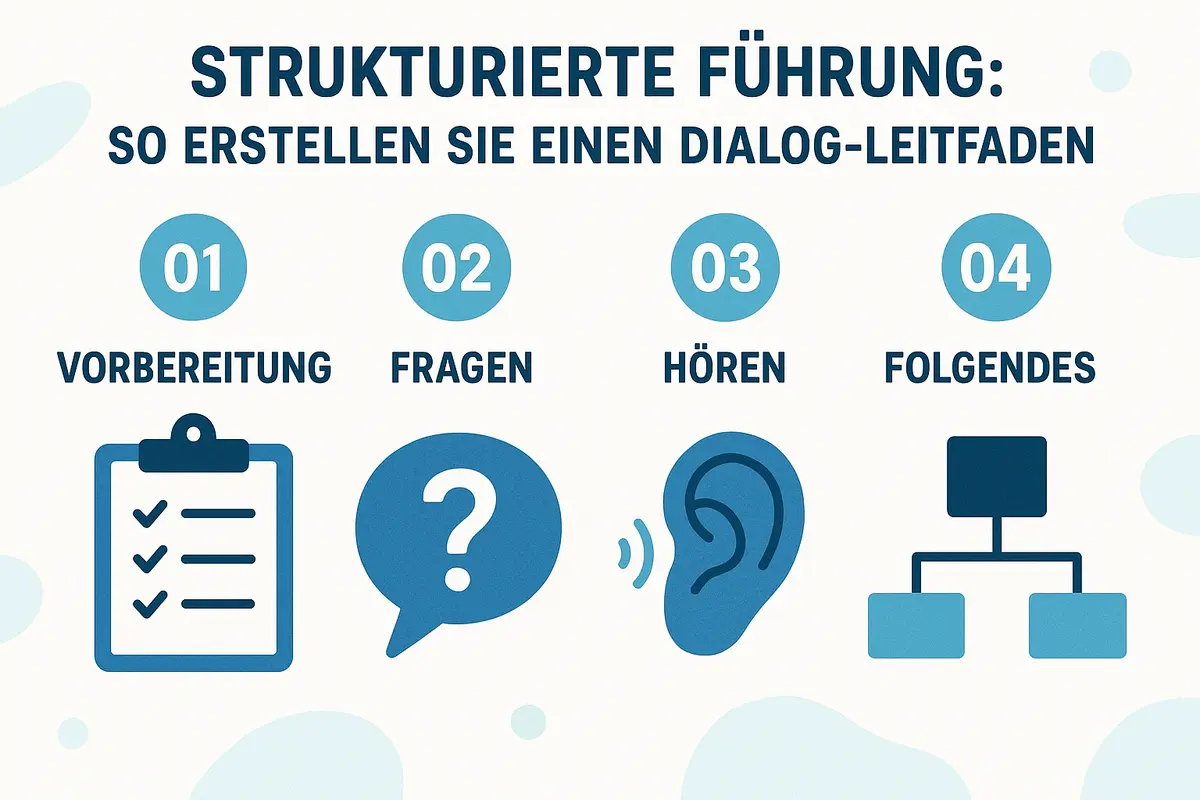 Illustration zum Thema Strukturierte Führung: So erstellen Sie einen Dialog-Leitfaden