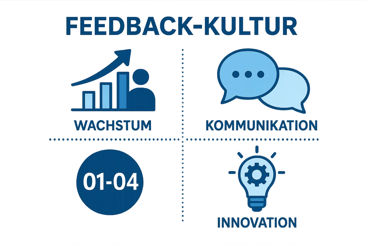 Infografik zur Feedback-Kultur mit Fokus auf Wachstum und Kommunikation.