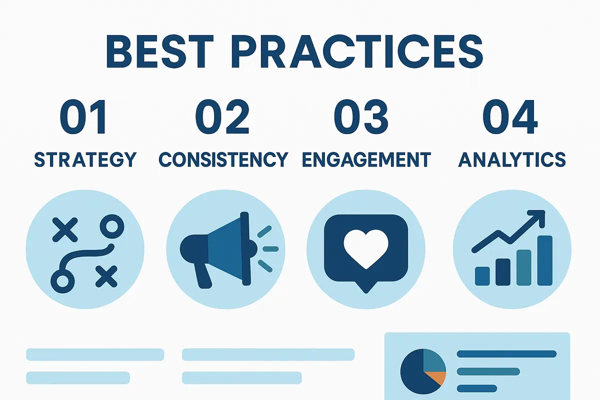 Illustration zum Thema Best Practices für die professionelle Social-Media-Kommunikation
